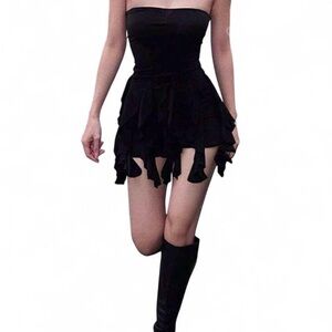 Black Asymmetrical Hem Tube Dress – Size S